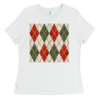 White christmas diamond plaid seamless pattern Ladies Tee - BundleAndBundleShop
