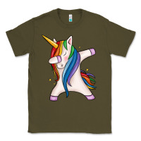 Army Green dabbing unicorn Classic Tee - MaliasSmallBusiness