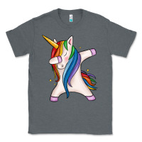 Charcoal Heather dabbing unicorn Classic Tee - MaliasSmallBusiness