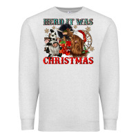 Oatmeal Heather herd it was christmas Premium Sweatshirt - CowGirlArtShop