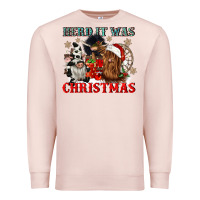 Pale Pink herd it was christmas Premium Sweatshirt - CowGirlArtShop