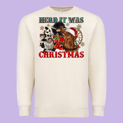 Herd It Was Christmas Premium Sweatshirt Designed By Cowgirlartshop