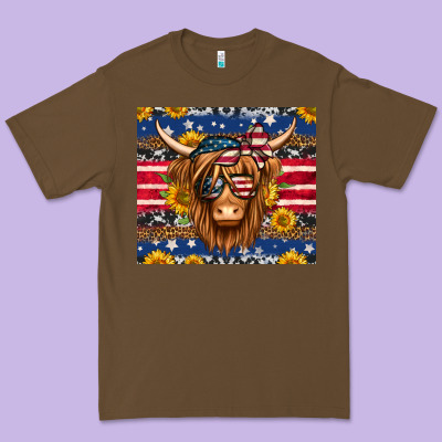 4th Of July Longhaired Cow Tumbler Premium Tee Designed By Jasminsmagicworld