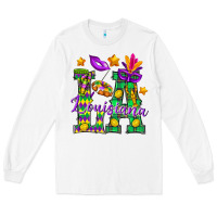 White Louisiana Long Sleeve Tee - BundleAndBundleShop