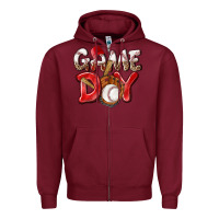 Burgundy Game day Baseball Zipper Hoodie - NancyCooperArtShop