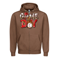 Chestnut Game day Baseball Zipper Hoodie - NancyCooperArtShop