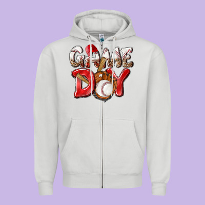 Game Day Baseball Zipper Hoodie Designed By Nancycooperartshop