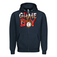 Navy Game day Baseball Zipper Hoodie - NancyCooperArtShop