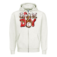 Oatmeal Heather Game day Baseball Zipper Hoodie - NancyCooperArtShop
