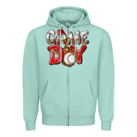 Seafoam Game day Baseball Zipper Hoodie - NancyCooperArtShop
