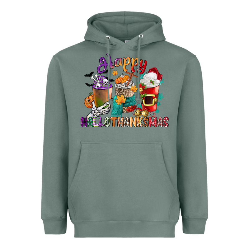 Hallothanksmas Coffee Cups Heavyweight Hoodie by CowGirlArtShop | Teevron