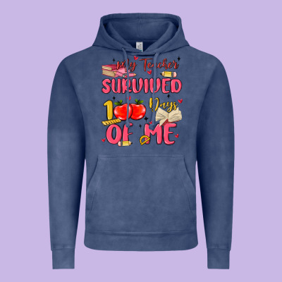 My Teacher Survived 100 Days Of Me Vintage Hoodie Designed By Maliassmallbusiness