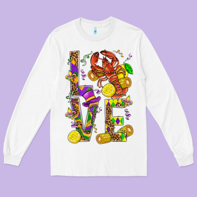 Love Crawfish Mardi Gras Long Sleeve Tee Designed By Bundleandbundleshop