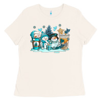 Bone winter snowman coffee cups Ladies Tee - AdoDesignShop