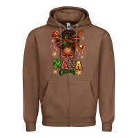 Chestnut Nana Claus Afro Messy Bun Zipper Hoodie - texasbilliewilder