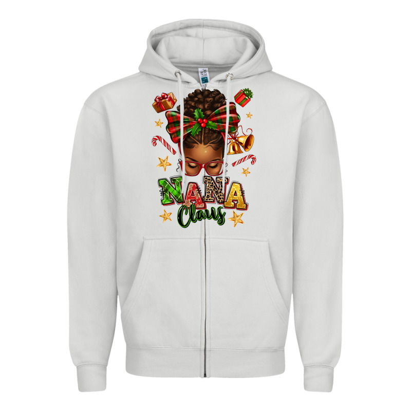 Nana Claus Afro Messy Bun Zipper Hoodie by texasbilliewilder | Teevron