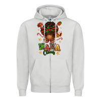 Dove Grey Nana Claus Afro Messy Bun Zipper Hoodie - texasbilliewilder