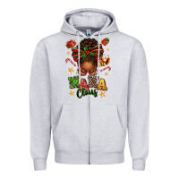 Heather Grey Nana Claus Afro Messy Bun Zipper Hoodie - texasbilliewilder