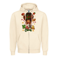 Sandshell Nana Claus Afro Messy Bun Zipper Hoodie - texasbilliewilder