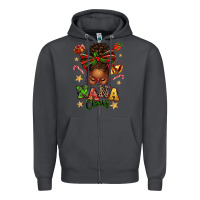 Smoke Nana Claus Afro Messy Bun Zipper Hoodie - texasbilliewilder