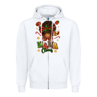 White Nana Claus Afro Messy Bun Zipper Hoodie - texasbilliewilder