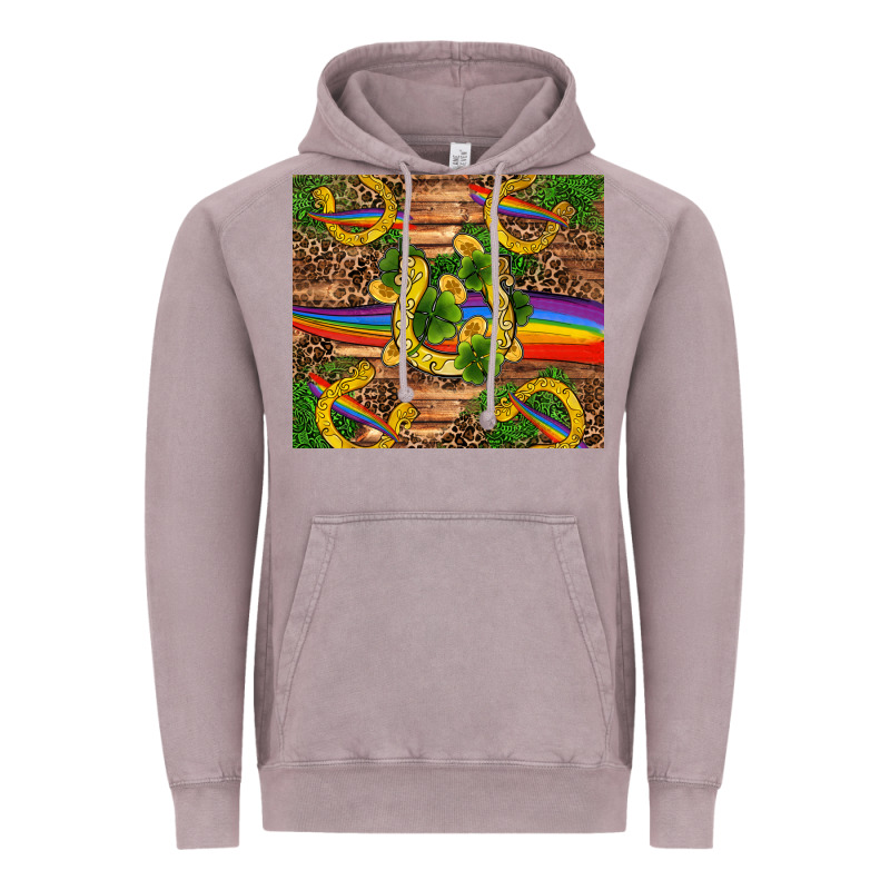 St Patricks Day Horseshoe Shamrock Rainbow Gold Vintage Hoodie by RanaPortraitStore | Teevron