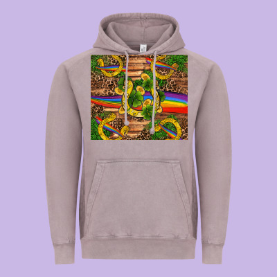 St Patricks Day Horseshoe Shamrock Rainbow Gold Vintage Hoodie Designed By Ranaportraitstore