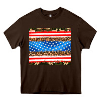 Chocolate Brown usa camouflage american flag Heavy Core Tee - AdoDesignShop