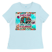 Baby Blue just a girl who loves camping Ladies Tee - JahusDesignShop