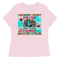 Bubblegum Pink just a girl who loves camping Ladies Tee - JahusDesignShop
