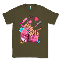 Army Green pink nail art hand Classic Tee - NancyCooperArtShop
