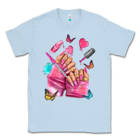 Dusty Blue pink nail art hand Classic Tee - NancyCooperArtShop