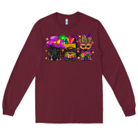Burgundy Mardi Gras afro gnomies Long Sleeve Tee - BundleAndBundleShop