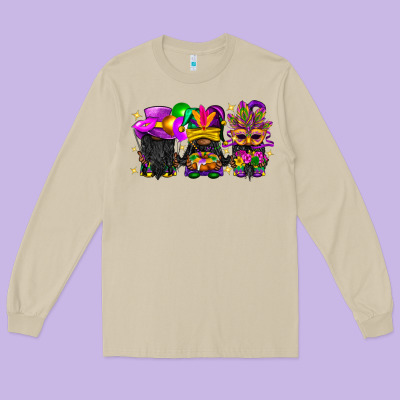 Mardi Gras Afro Gnomies Long Sleeve Tee Designed By Bundleandbundleshop