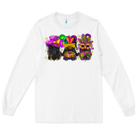 White Mardi Gras afro gnomies Long Sleeve Tee - BundleAndBundleShop