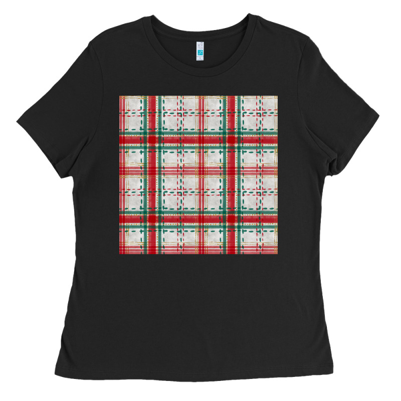Christmas Plaid Seamless Pattern Ladies Tee by BundleAndBundleShop | Teevron