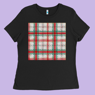 Christmas Plaid Seamless Pattern Ladies Tee Designed By Bundleandbundleshop