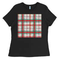 Black christmas plaid seamless pattern Ladies Tee - BundleAndBundleShop