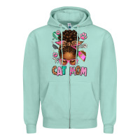 Seafoam Afro Messy Bun Cat Mom Zipper Hoodie - texasbilliewilder