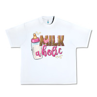 White milkaholic girls Urban Heavy Tee - NancyCooperArtShop