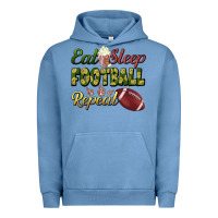 Pigment Pebble Blue eat sleep football repeat Urban Hoodie - BundleAndBundleShop