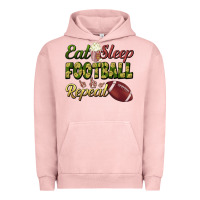 Pigment Salmon eat sleep football repeat Urban Hoodie - BundleAndBundleShop