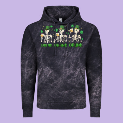 Drink Drank Drunk St. Patricks Day Skeletons Vintage Hoodie Designed By Maliassmallbusiness