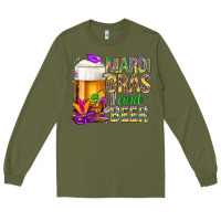 Army Green Mardi Gras and beer Long Sleeve Tee - BundleAndBundleShop