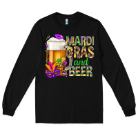 Black Mardi Gras and beer Long Sleeve Tee - BundleAndBundleShop