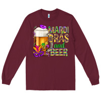 Burgundy Mardi Gras and beer Long Sleeve Tee - BundleAndBundleShop