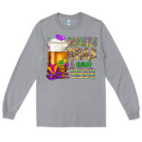 Heather Grey Mardi Gras and beer Long Sleeve Tee - BundleAndBundleShop