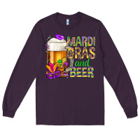 Plum Mardi Gras and beer Long Sleeve Tee - BundleAndBundleShop