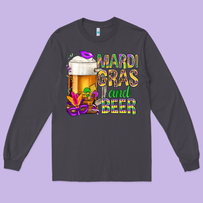 Mardi Gras And Beer Long Sleeve Tee Designed By Bundleandbundleshop