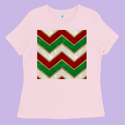 Christmas Stripes Seamless Pattern Ladies Tee Designed By Bundleandbundleshop